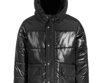 S ROTHSCHILD & CO Big Boys Mixed Media Cire Parka Black Size L MSRP $100