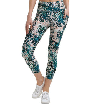 Calvin Klein Womens Printed High-Waist 7/8 Length Leggings green Size XL MSRP$60