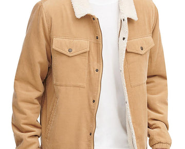 Levi Strauss & Co. Mens Corduroy Sherpa Lined Trucker Jacket Light Brown Size M