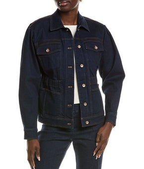 Anne Klein womens Shirred Denim Jacket, Size XL, Blue MSRP $139