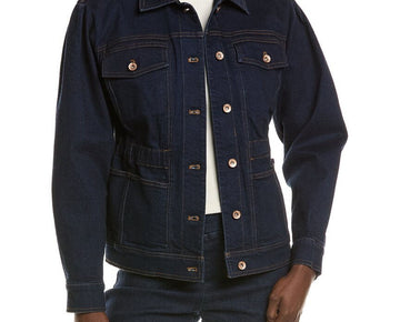 Anne Klein womens Shirred Denim Jacket, Size XL, Blue MSRP $139