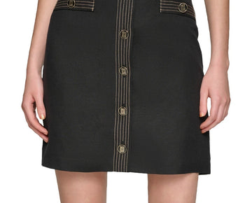 Karl Lagerfeld Women's Trapunto-Stitch Mini Skirt Black SIze 10 MSRP $109