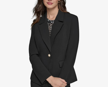 KARL LAGERFELD PARIS Notched-Lapel Single-Button Blazer Black Size 10 MSRP $169