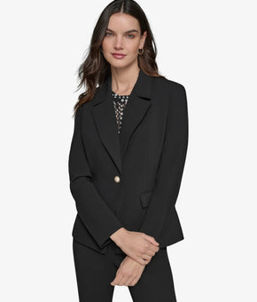 KARL LAGERFELD PARIS Notched-Lapel Single-Button Blazer Black Size 0 MSRP $169
