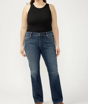 SILVER JEANS Elyse Mid Rise Slim Bootcut Stretch Jeans $88 Plus Size 14W / 33