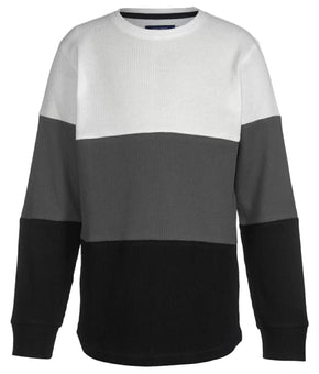 UNIVIBE Big Boys Carrey Color Blocked Thermal T-shirt Gray White Black Size M