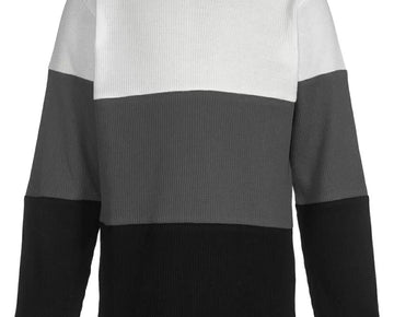 UNIVIBE Big Boys Carrey Color Blocked Thermal T-shirt Gray White Black Size M