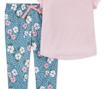 Carter's Toddler Girls 2-Pc. Stripes and Flowers Pajamas Set Pink Size 3T