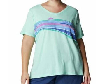 Columbia Women's Plus Size Bluebird Day Relaxed VNeck Top Green Size 2X MSRP $36