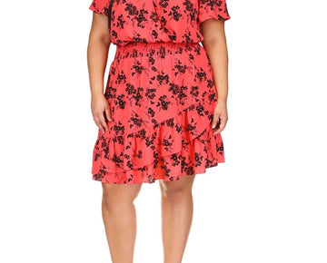 Michael Michael Kors Plus Size 3X Floral-Print Faux-Wrap Dress Pink MSRP $165