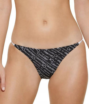 Calvin Klein BLACK Skinny-Strap Logo Bikini Swimwear Bottom, US Size L