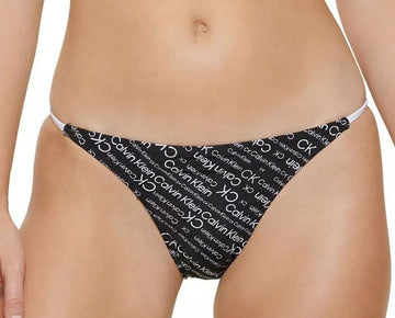 Calvin Klein BLACK Skinny-Strap Logo Bikini Swimwear Bottom, US Size L
