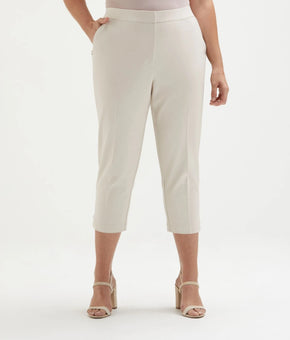Rafaella Plus Size 20W Satin Mid Rise Twill Capri Pants Slant Pocket Beige $74