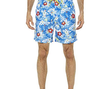 Nautica 8" Floral Print Quick-Dry Swim Blue Swimwear Trunk Shorts Size 2XL