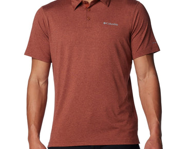 Columbia Mens Regular fit Short Sleeve Polo Shirt Small Orange Solid