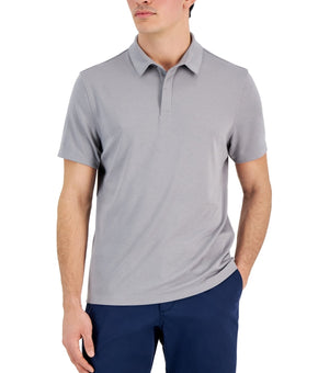 Alfani Mens Regular fit Short Sleeve Polo Shirt Size L Storm Grey Solid Stretch