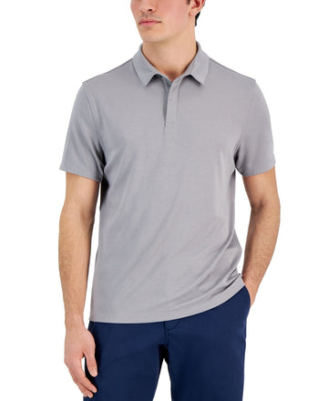 Alfani Men Regular fit Short Sleeve Polo Shirt XXL Grey Solid Stretch