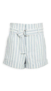 FRAME Women's Casual Linen Shorts, Chambray Multi Blue, Size 0