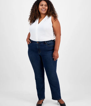 Jones New York Plus Size 24W Lexington Straight Jeans Blue Tommy Control $80