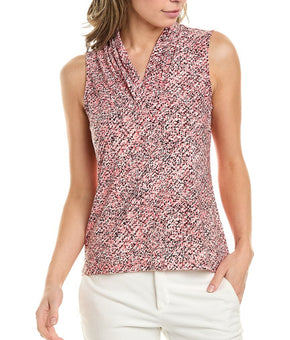 Anne Klein womens Triple Pleat Top, Size XS Red