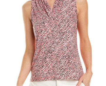 Anne Klein womens Triple Pleat Top, Size XS Red