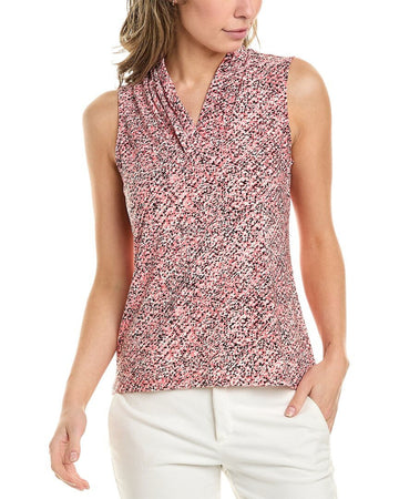 Anne Klein womens Triple Pleat Top, Size XS Red