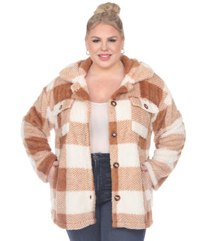 White Mark Women's Plaid Sherpa Shacket Jacket Size 2X
