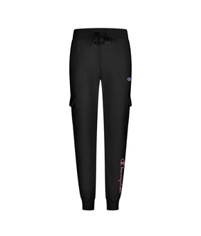 CHAMPION Toddler Girls Cargo Pants with Leopard Print Script Black Pink Size 2T