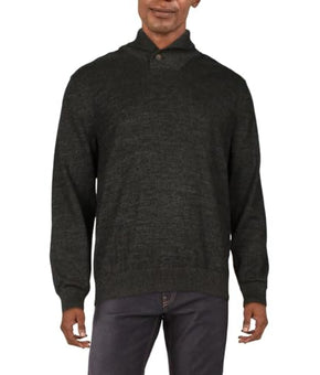 Club Room Mens Shawl Collar Cotton Pullover Sweater Black Size L