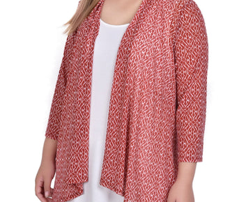 NY Collection Mesh Jacket and Tank Set Red Size 1X