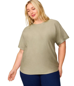 Melissa Paige Plus Size 3X Button-Back Boat neck Dolman-Sleeve Sweater Green $52