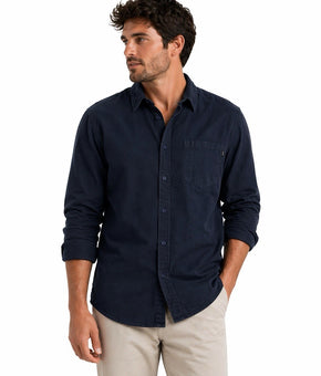 Dockers Button-Up Shirt Navy Blue Classic Fit Size M 100% Cotton Pocket Front