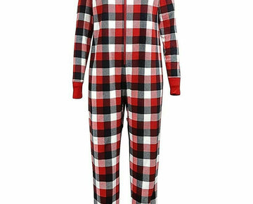 Family PJ's Women Buffalo Check Holiday One Piece Hooded Pajama Plus size 1X Red