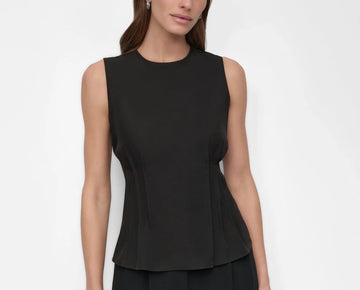 DKNY Women's Sleeveless Peplum Blouse Black Size S MSRP $69