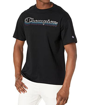 Champion mens Classic T-shirt, Multi Script T Shirt, Black-586628, Size XL