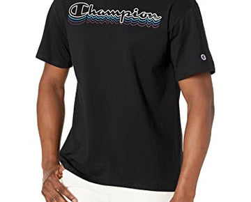 Champion mens Classic T-shirt, Multi Script T Shirt, Black-586628, Size XL