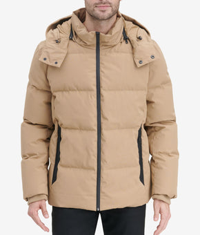 COLE HAAN Mens Kenny Beige Parka Coat Size L