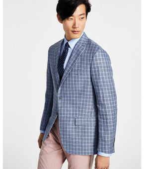 Lauren Ralph Lauren Men Linen Plaid Sport Coat Blazer Jacket Blue Size 42R $295