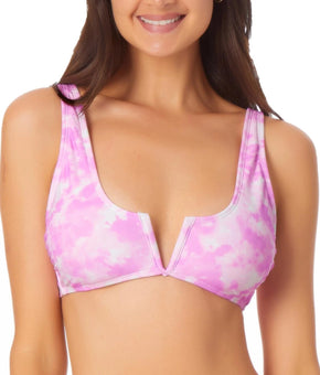 California Waves Womens Juniors V-Wire Tie-Dye Bikini Swim Top Pink Size M