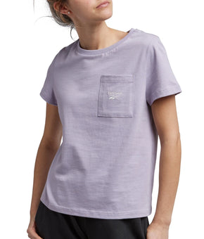Reebok Women's Cotton Identity Classics Patch-Pocket T-Shirt TOP Size M Purple