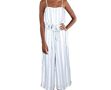 Splendid Womens Linen Belted Jumpsuit Blue Size L