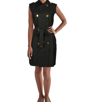 Michael Kors Womens Collered Mini Mini Dress Size XS Black