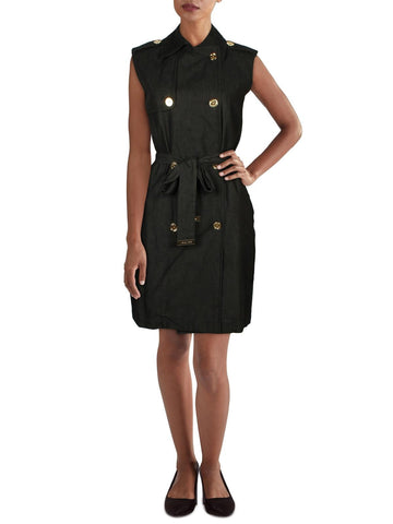 Michael Kors Womens Collered Mini Mini Dress Size XS Black