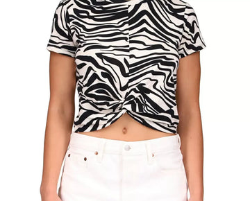 SANCTUARY Women's Slow Tide Printed Twist T-Shirt Black White Size S MSRP $49