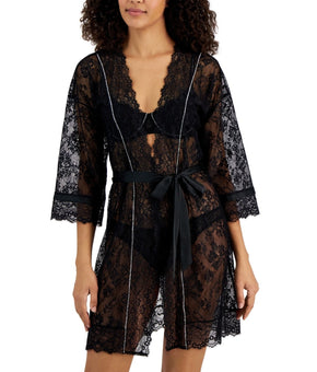 I.N.C. Women's Embellished Lace Robe Black Size XL MSRP $65