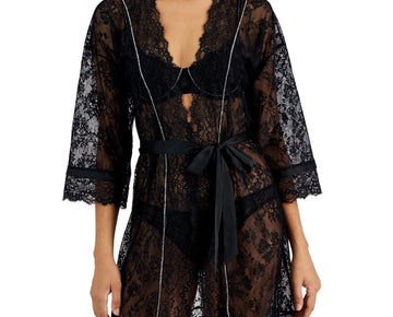 I.N.C. Women's Embellished Lace Robe Black Size XL MSRP $65