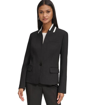 Karl Lagerfeld Women's Reverse Lapel One Button Blazer Black Size 2 MSRP $159