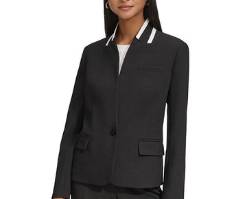 Karl Lagerfeld Women's Reverse Lapel One Button Blazer Black Size 2 MSRP $159