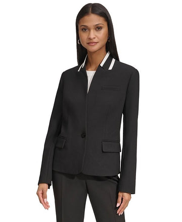 Karl Lagerfeld Women's Reverse Lapel One Button Blazer Black Size 2 MSRP $159