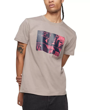Calvin Klein Men's Relaxed Fit Logo Graphic Print T-Shirt Grey Size M